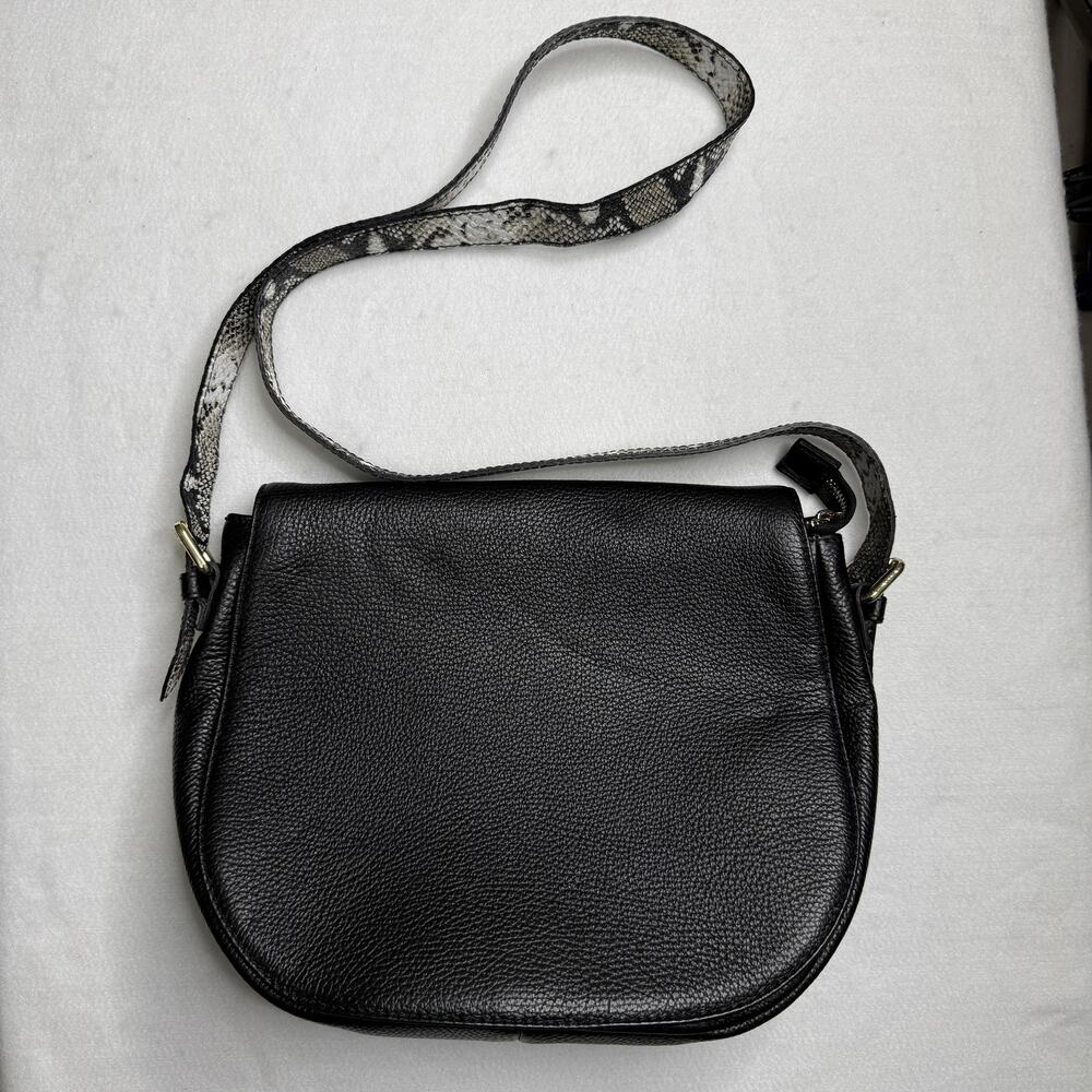 Laura Di Maggio Crossbody Bag Womens Small Black Leather Snakeskin Strap Italy